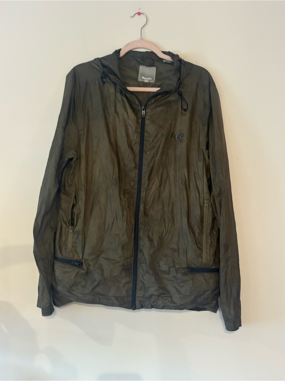 Bench Olive Green Hooded Windbreaker Jacket - Bench